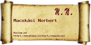 Macskási Norbert névjegykártya