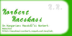 norbert macskasi business card